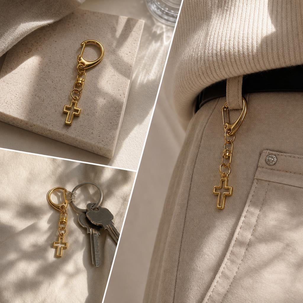 Gold Cross Keychain