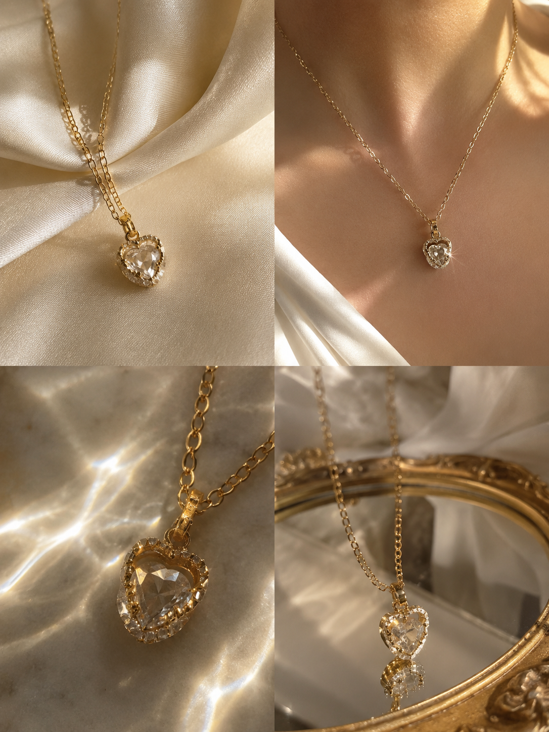 Gold Heart Diamond Necklace