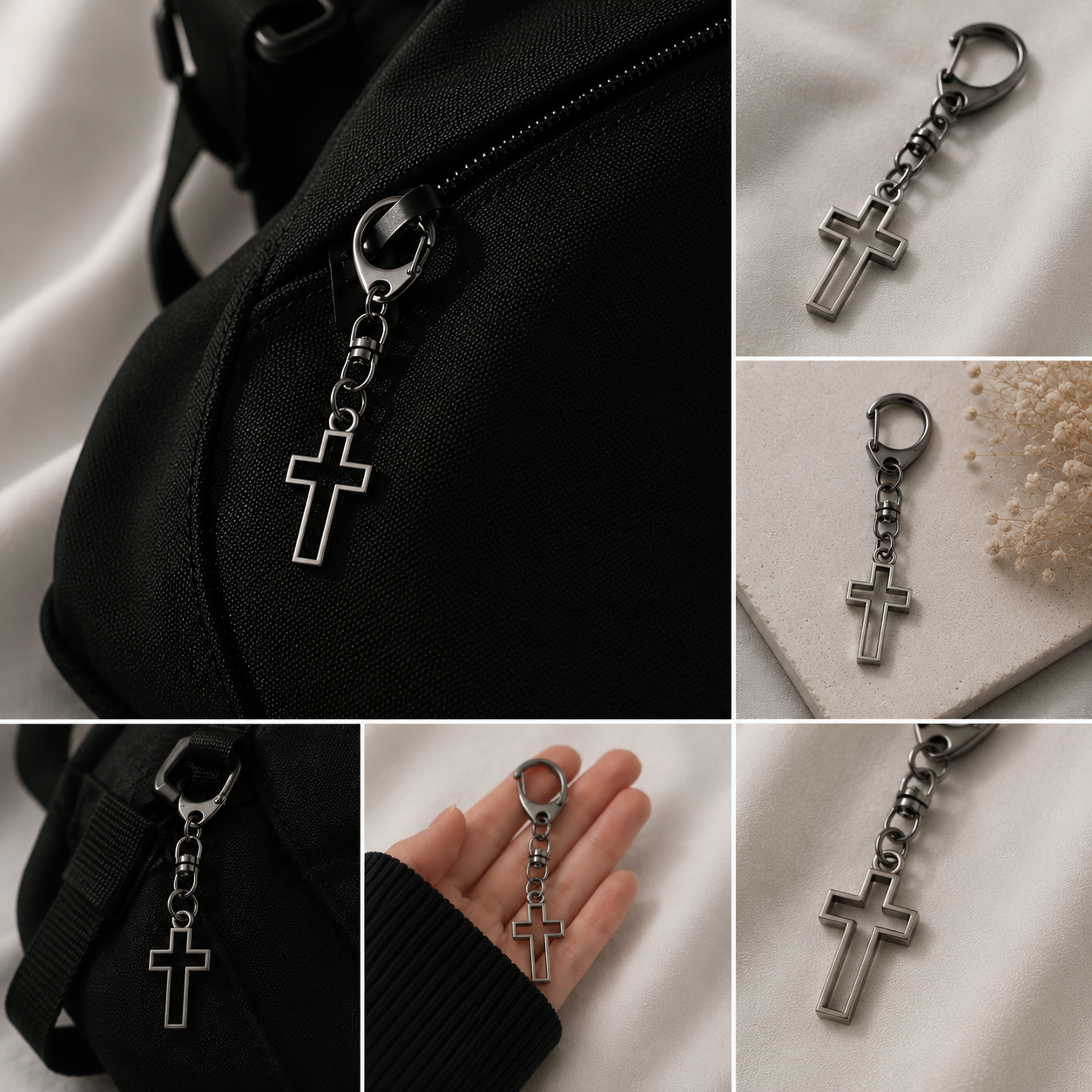 Silver Cross Keychain