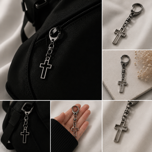 Silver Cross Keychain