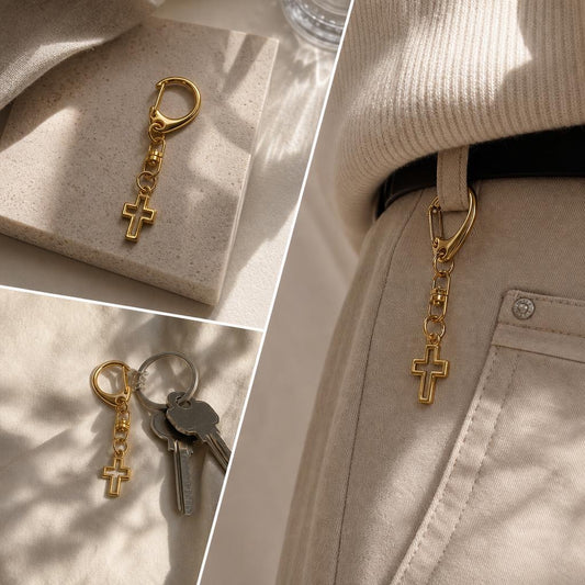 Gold Cross Keychain